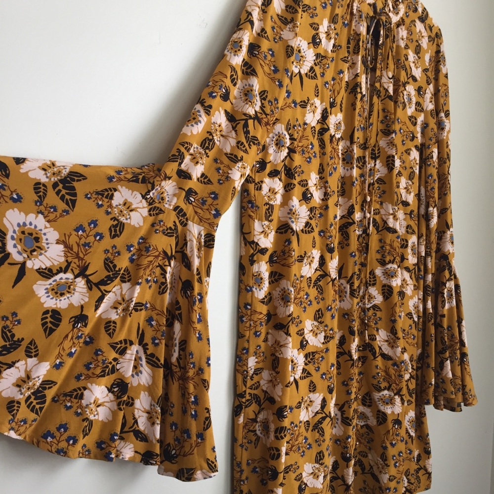 Free People floral bell sleeve tunic dress